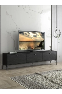 Etna Premium Metal Ayaklı Dolaplı 180 Cm Tv Ünitesi - Siyah / Siyah