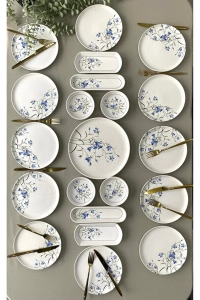 Çiğdem Blue Model 12 Kişilik 21 Parça Kahvaltı Takımı Kahvaltı Seti