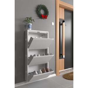 Üçlü Metal Ayakkabılık Beyaz