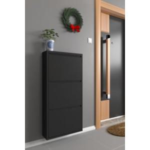 Üçlü Metal Ayakkabılık Siyah