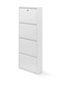 Kilitli 4'lü Metal Ayakkabılık - Beyaz