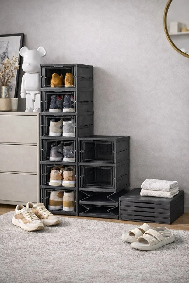 6 Katlı Modüler Lüks Ayakkabı Kutusu Katlanır Ayakkabılık