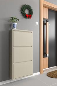 Üçlü Metal Ayakkabılık Bej 