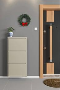 Üçlü Metal Ayakkabılık Bej 