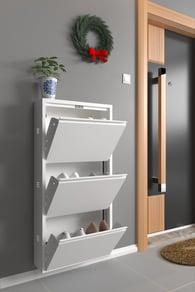 Üçlü Metal Ayakkabılık Beyaz