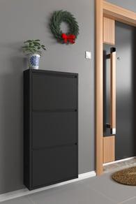 Üçlü Metal Ayakkabılık Siyah