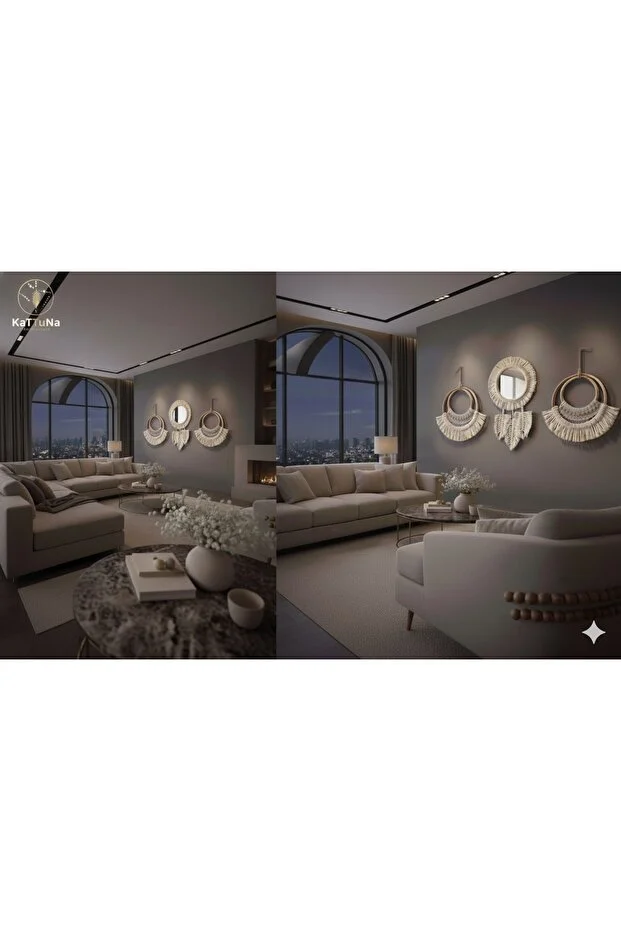 Wall Art Bohem Makrome Duvar Dekorasyon Ürünü 3lü Set