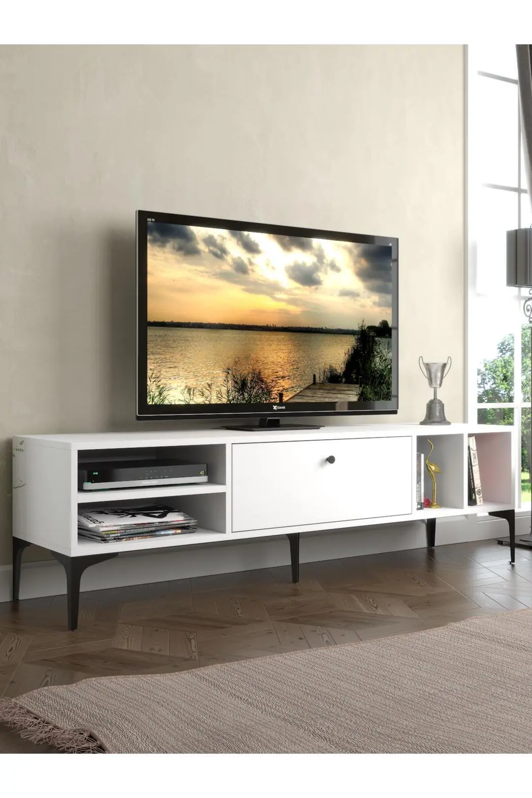 Milan Tv Ünitesi Minifiks Bağlantı , Dolap Metal Ayak - Beyaz / Siyah Milan Tv Ünitesi Minifiks Bağlantı , Dolap Metal Ayak - Beyaz / Siyah