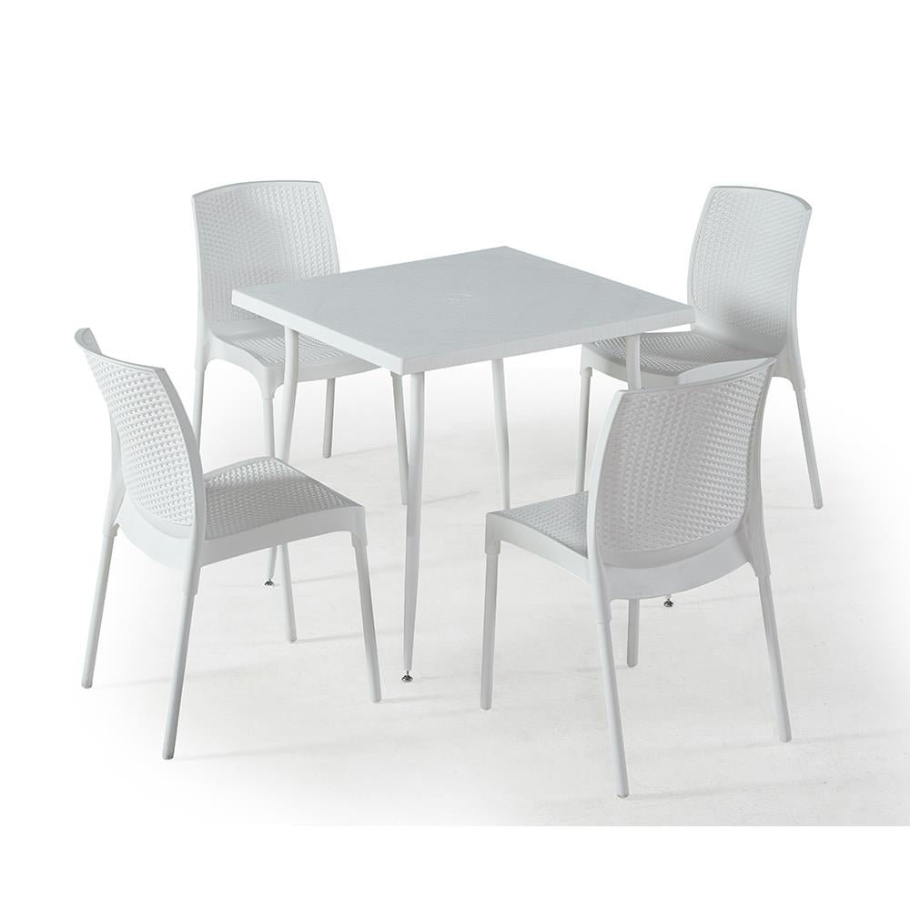 NS5 Rattan Masa Takımı 80x80 Masa + 4 Adet Rattan Sandalye