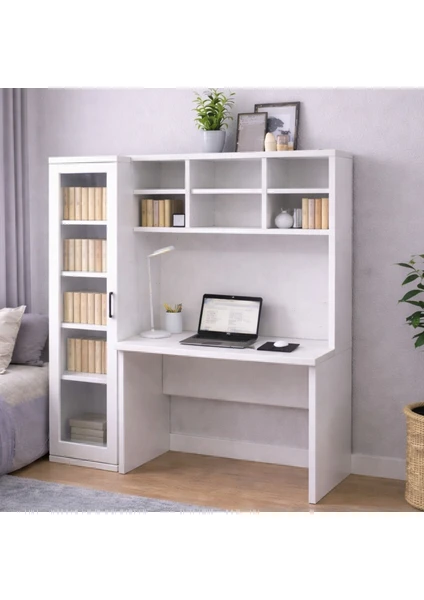 Çalışma Masası, Merisa Çalışma Masası, Cam Kapaklı Kitaplık