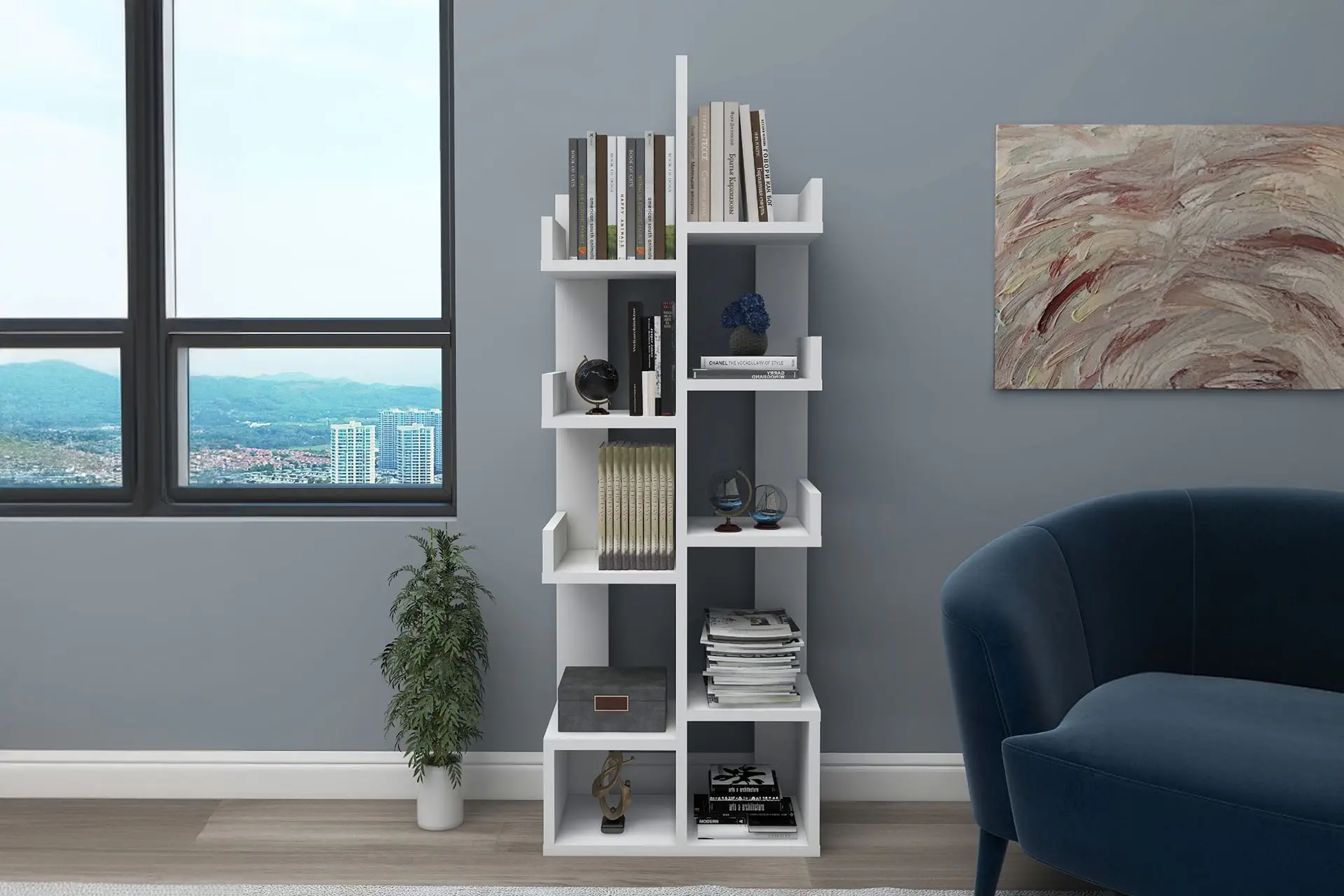 10 Bölmeli Raflı Kitaplık 10 Bölmeli Raflı Kitaplık