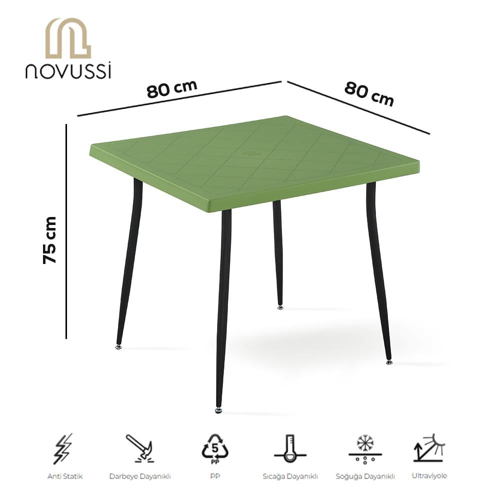 NS9 Masa Takımı 80x80 Masa + 4 Siyah Ayaklı Koltuk